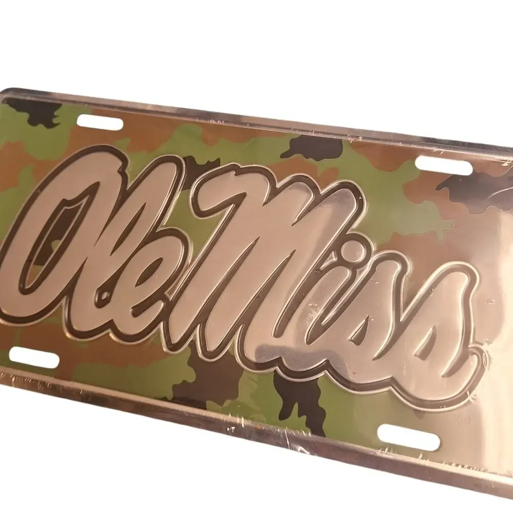 NCAA Ole Miss Rebels Metal License Plate Retro Cameo Flat New